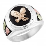 Gold Eagle w/ Genuine Onyx Men's Ring - by Mt Rushmore