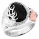 Elk with Genuine Black Onyx Stone - Men's Ring - by Landstrom's