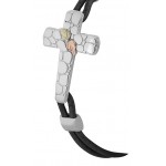 Cross Bracelet with Black Leather - by Landstroms
