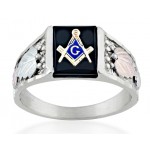 Masonic Men's Ring w/ Genuine Black Onyx - by Mt Rushmore