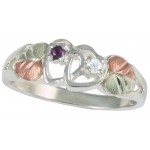 Genuine Diamond and Amethyst Stones in Double Heart Ladies' Ring - by Coleman