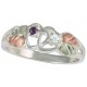 Genuine Diamond and Amethyst Stones in Double Heart Ladies' Ring - by Coleman