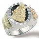 Gold Howling Wolf on Genuine onyx Men's Ring - by Landstrom's
