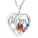 Mother's Heart and Rose Pendant with 1 to 6 Genuine Birthstones by Landstrom's