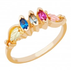 Mother's Ring with 1 to 6 Genuine Marquise Birthstones - by Mt Rushmore